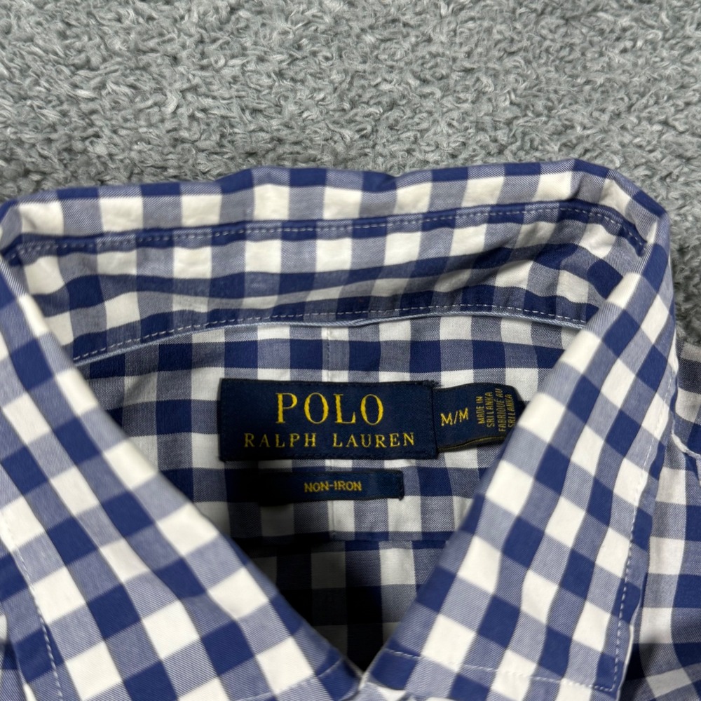 Lot of 2 Polo Ralph Lauren Button Shirts Mens Medium Gingham Check  Non Iron - Picture 3 of 7